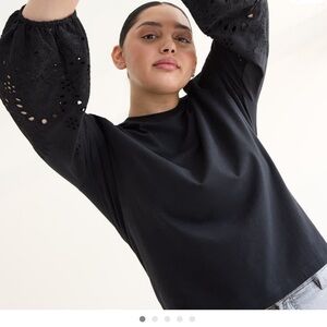 3/$30 Black Sweatshirt with Eyelet Sleeves